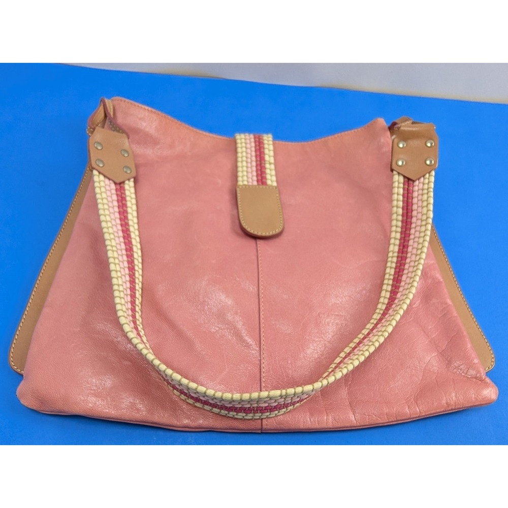 Claudia Firenze Salmon Pink Leather Shoulder Tote Bag Women